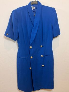 Vintage 90s Atrium Royal Blue Double-Breasted Blazer Dress